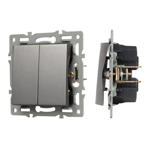 Механизм выключателя двухклавишный непроходной SWT-MK02-PL-GR (250V, 16A) (Arlight, -)