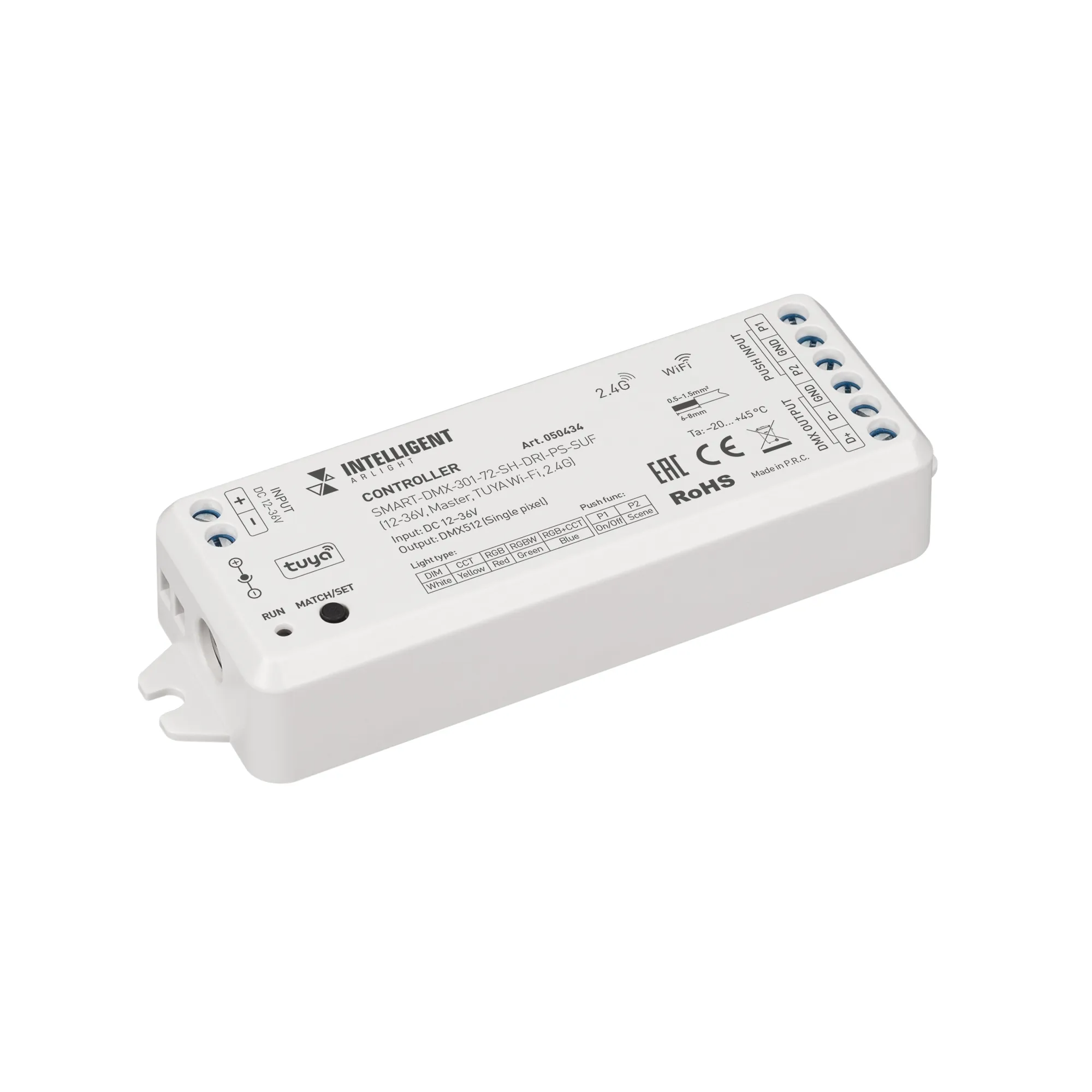 INTELLIGENT ARLIGHT Контроллер SMART-DMX-301-72-SH-DRI-PS-SUF (12-36V, Master, TUYA Wi-Fi, 2.4G) (IARL, IP20 Пластик, 5 лет)