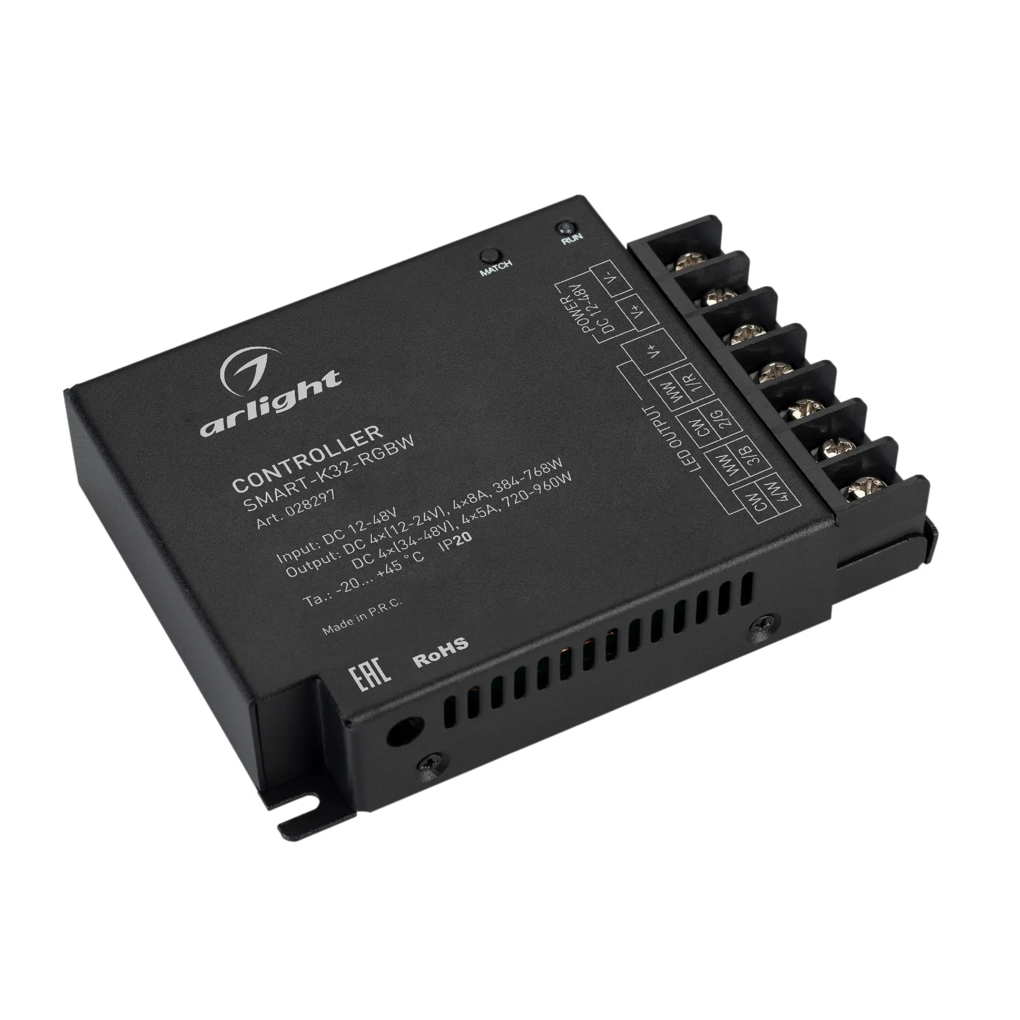 Контроллер SMART-K32-RGBW (12-48V, 4x8A, 2.4G) (Arlight, IP20 Металл, 5 лет) - изображение товара