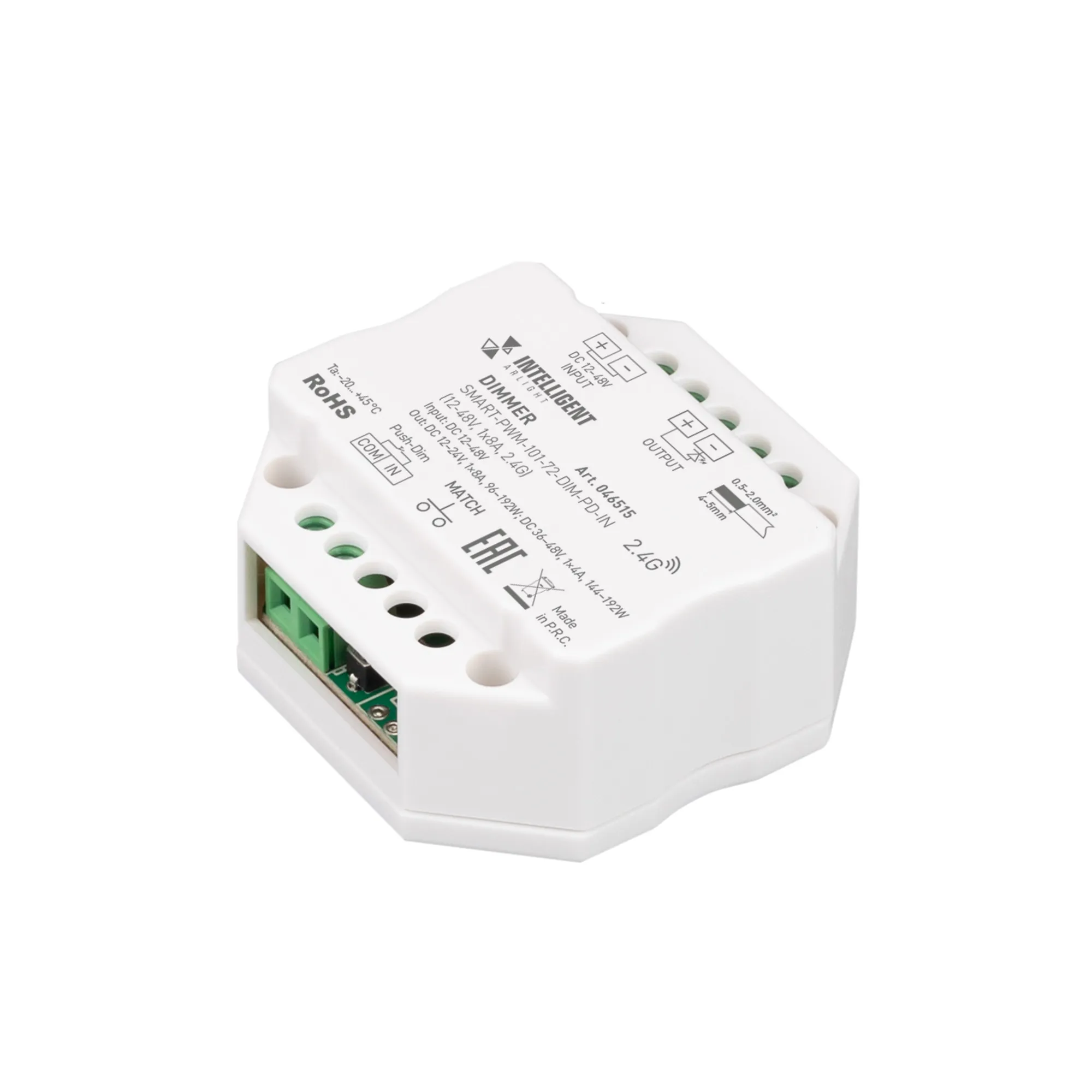 INTELLIGENT ARLIGHT Диммер SMART-PWM-101-72-DIM-PD-IN (12-48V, 1x8A, 2.4G) (IARL, IP20 Пластик, 5 лет) - изображение товара