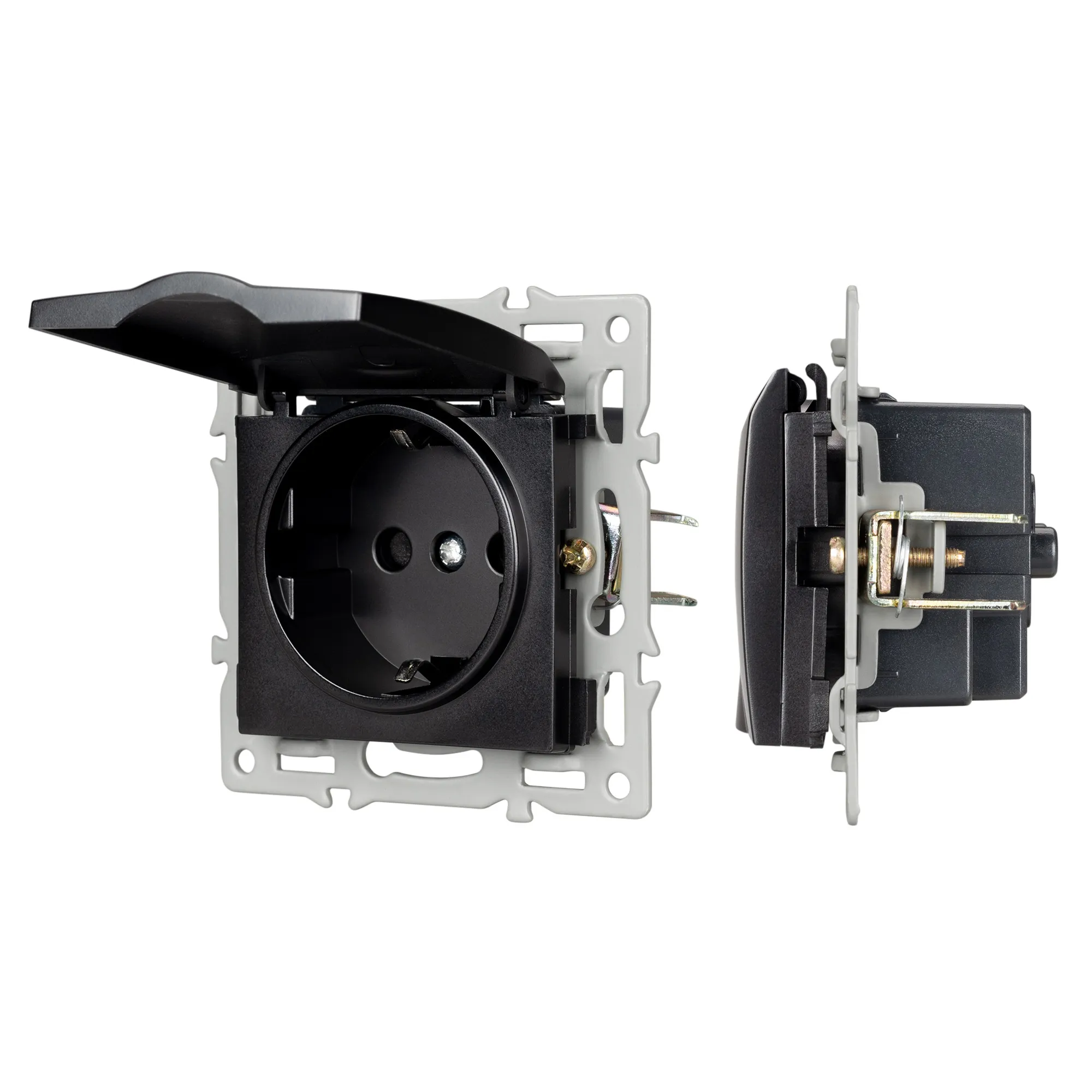 Механизм розетки влагозащищённый SCT-MCP-PL-BK (250V, 16A) (Arlight, -)