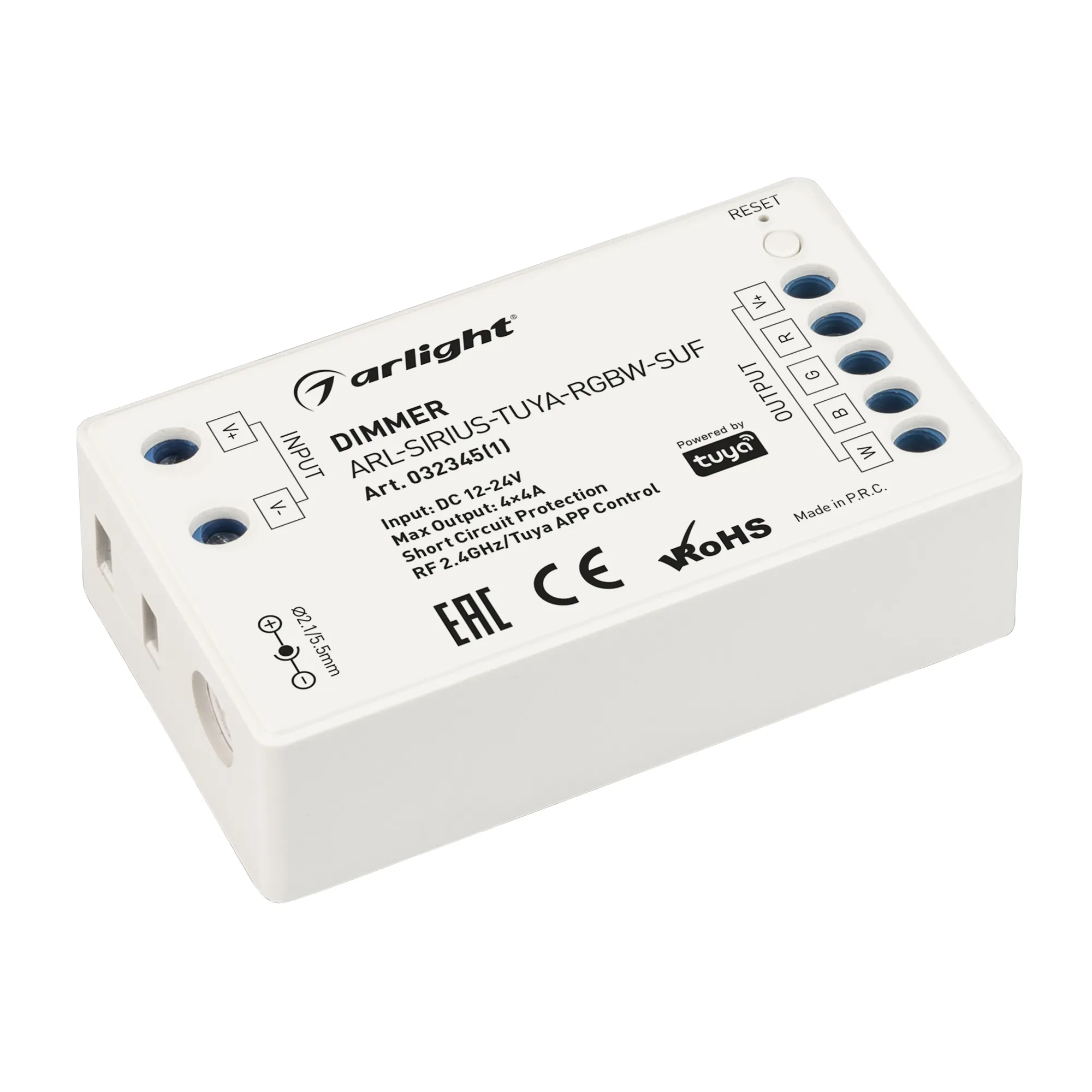 Диммер ARL-SIRIUS-TUYA-RGBW-SUF (12-24V, 4x4A, 2.4G) (Arlight, IP20 Пластик, 3 года)